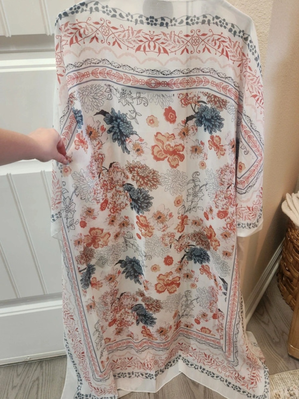 Sheer Floral Boho Kimono | Flowing Open Front | Bohemian Duster Like new - Picture 3 of 6